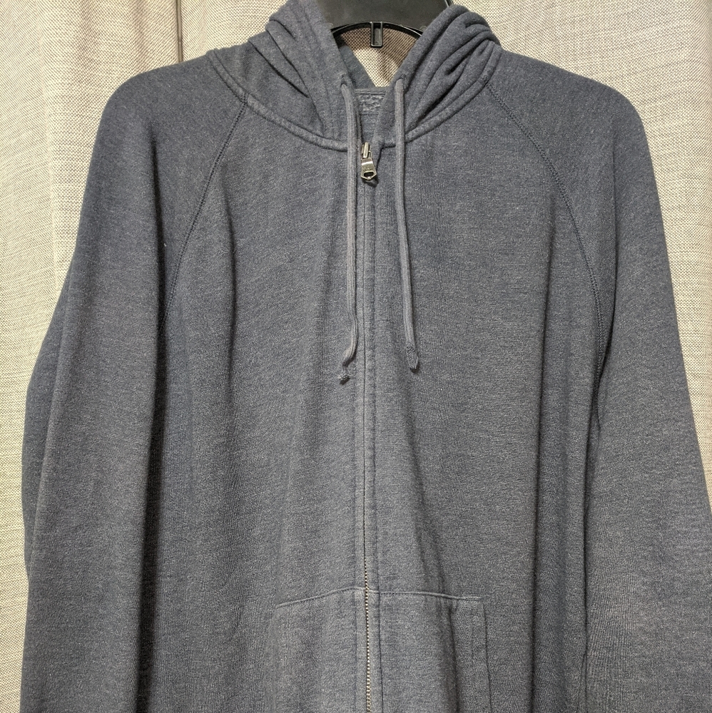 Blue zip up hooded sweatshirt